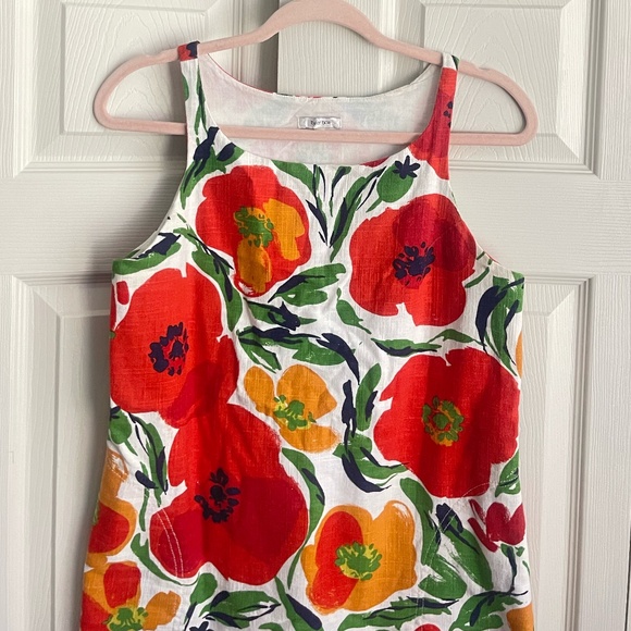 Tyler Boe Floral Poppy Linen Shift Dress Size XS pockets lined blend. #087 - Picture 3 of 17